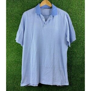 Paul Stuart Polo Shirt Mens XL Made In Italy Blue Stripes